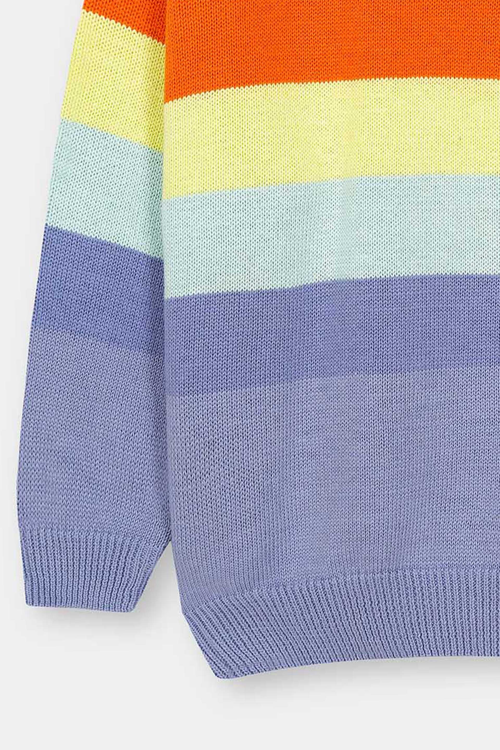 Girls Multi Stripped Crew Neck Drop Shoulder Sweater (GMMS-218) - Image 4