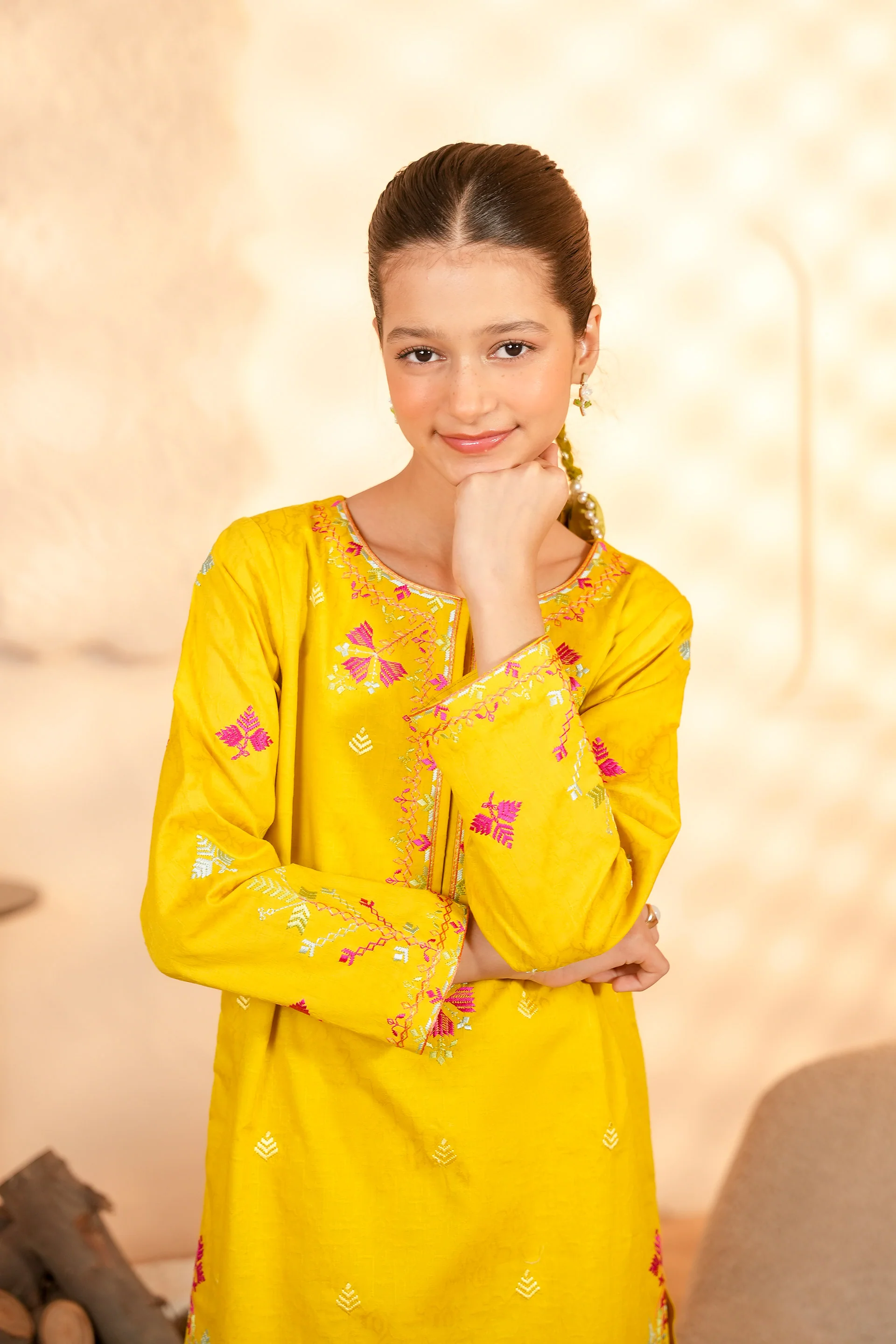 Embroidered Shirt With Loose Embroidered Bottom (RGKS2-08) - Image 2
