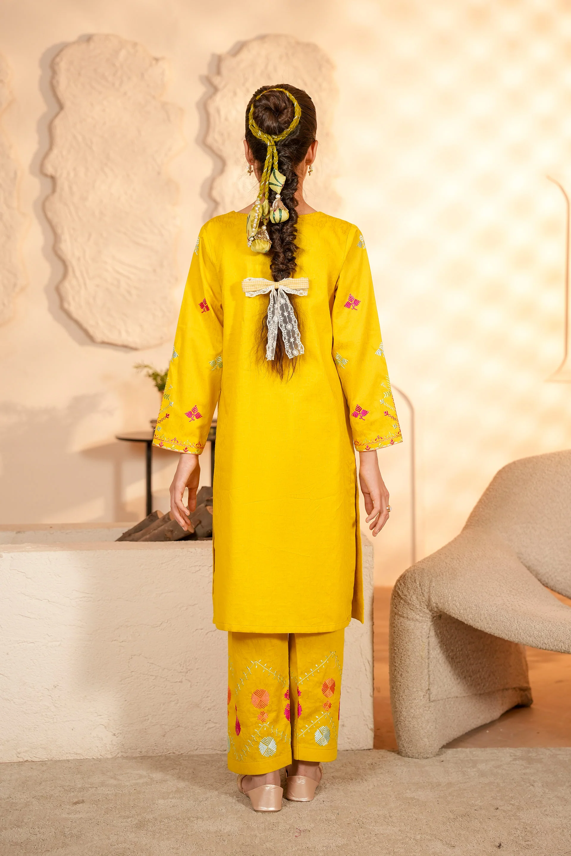 Embroidered Shirt With Loose Embroidered Bottom (RGKS2-08) - Image 5