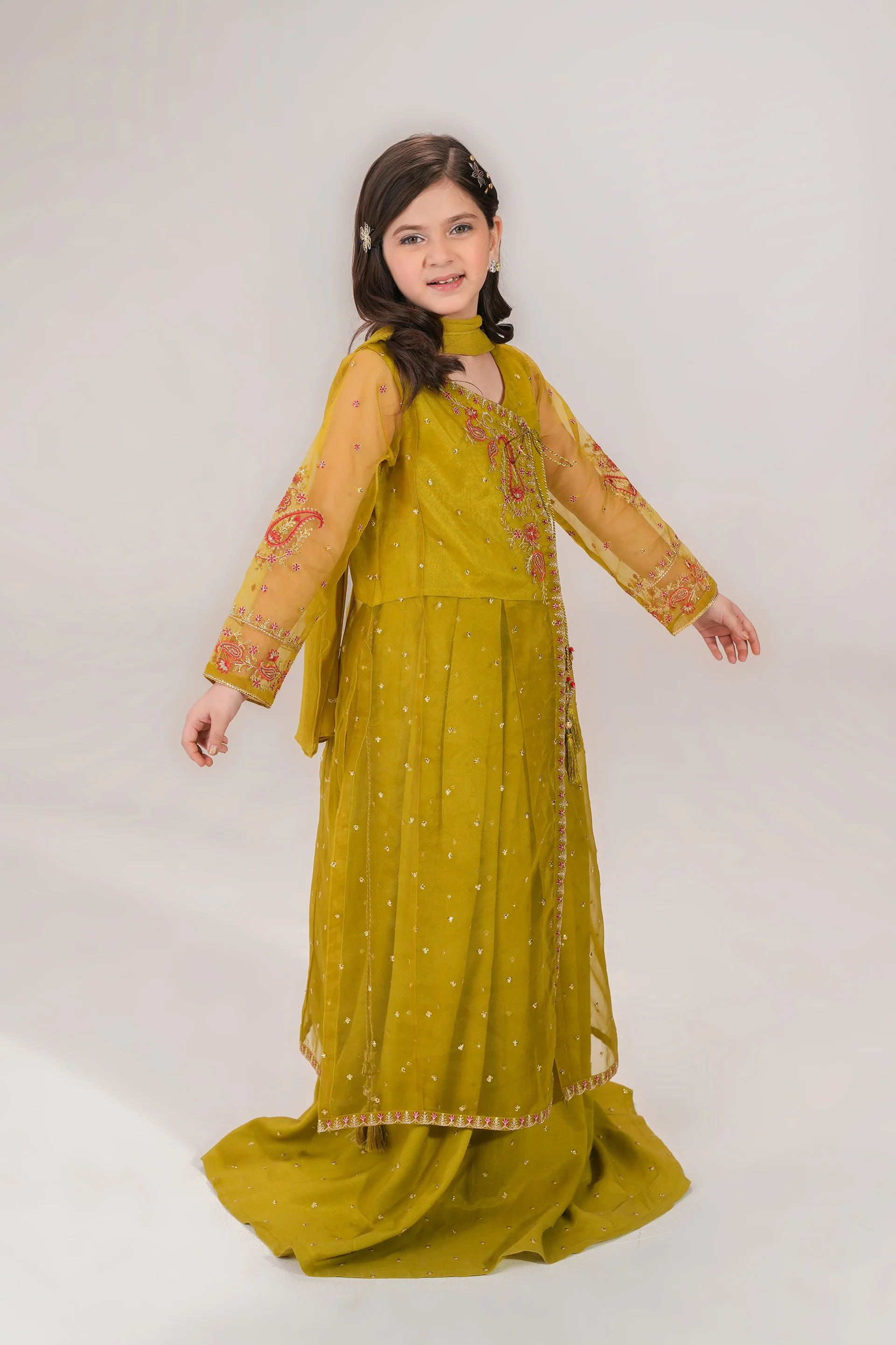 Embroidered Angrakha With High Waisted Lehenga And Dupatta. (EFW-03) - Image 4
