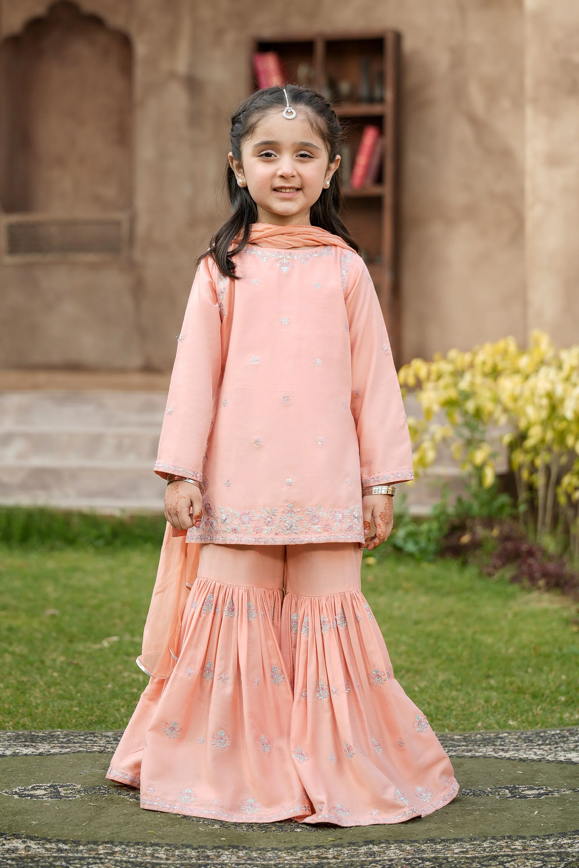 Embellished Kameez & Gharara With Dupatta (GPW-1141)