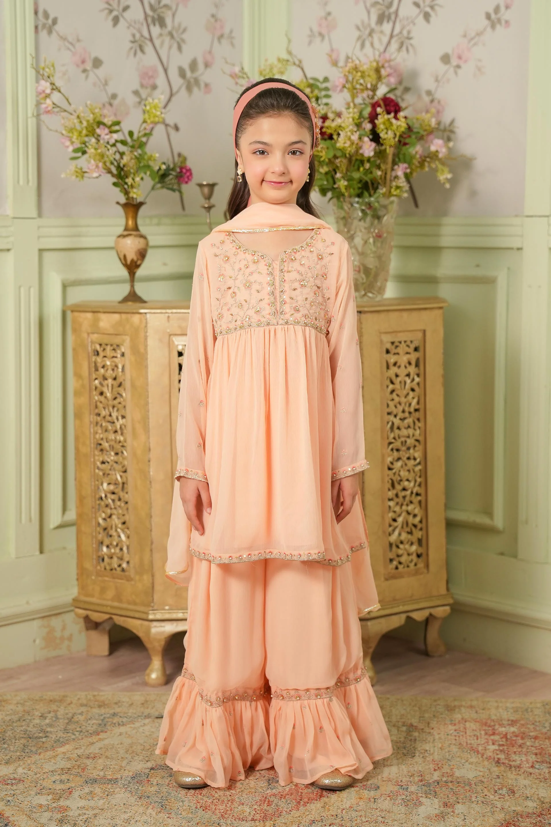 Embellished Kameez & Sharara With Dupatta (GPW-1163)