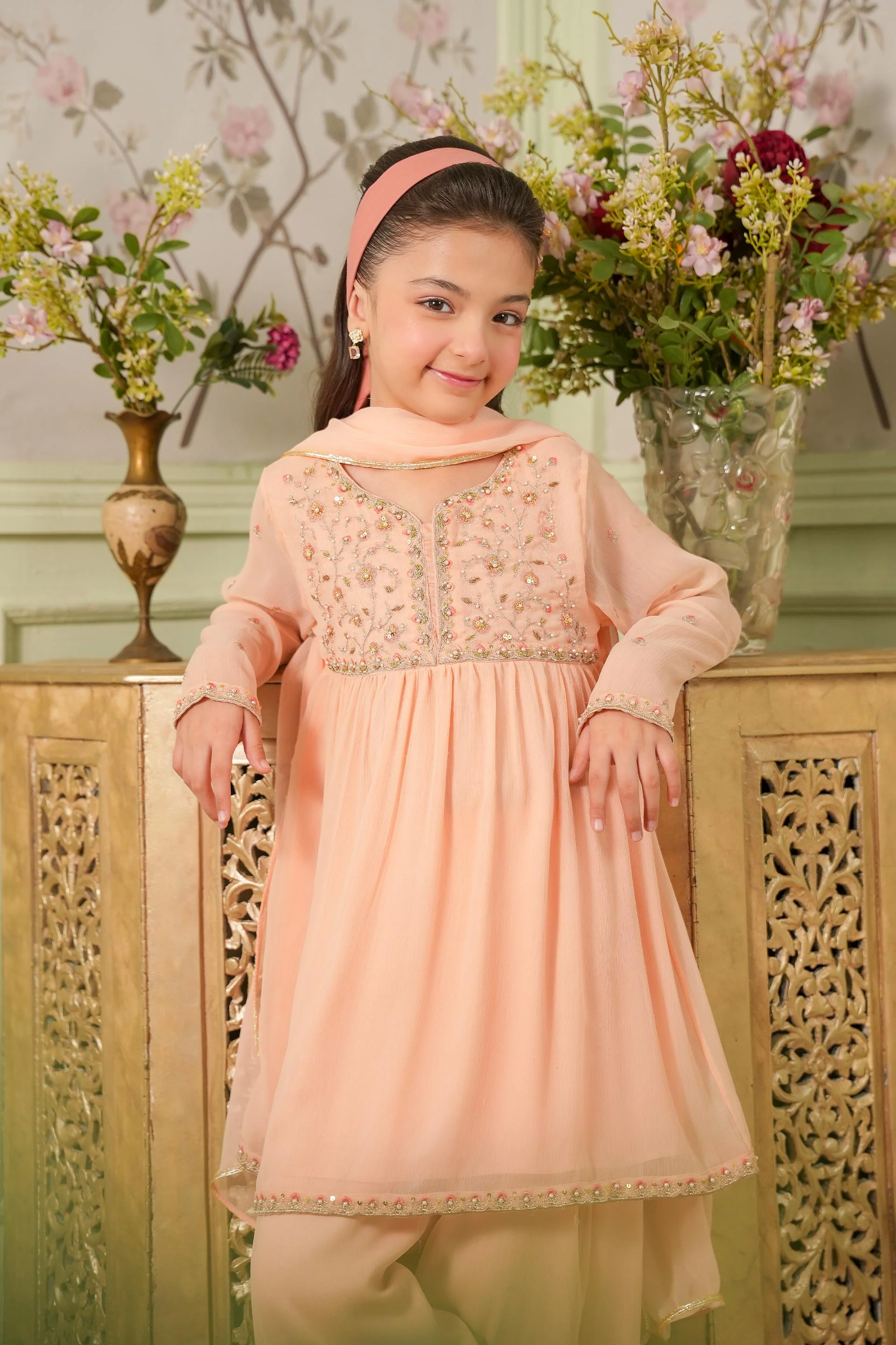 Embellished Kameez & Sharara With Dupatta (GPW-1163) - Image 3