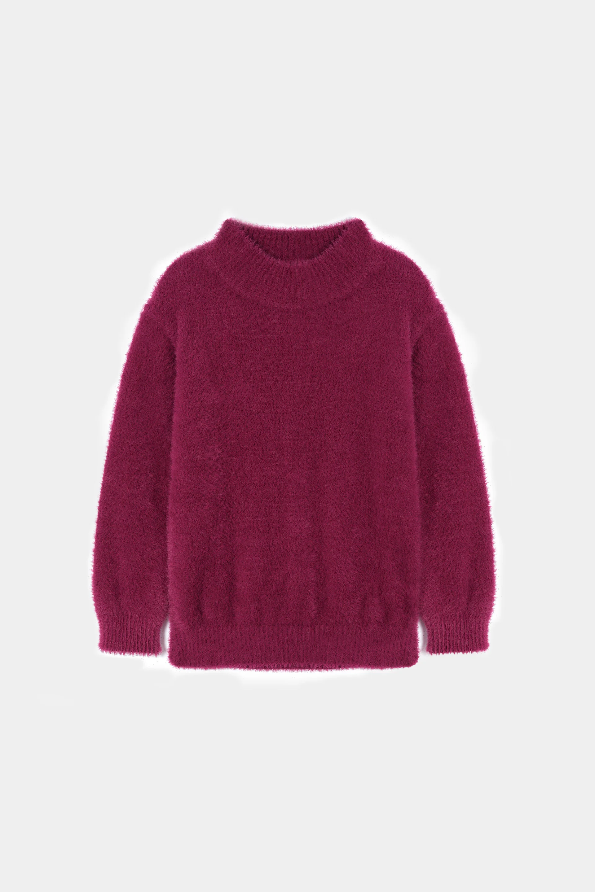 Girls Feather Yarn Mock Neck Sweater (GMMS-224)