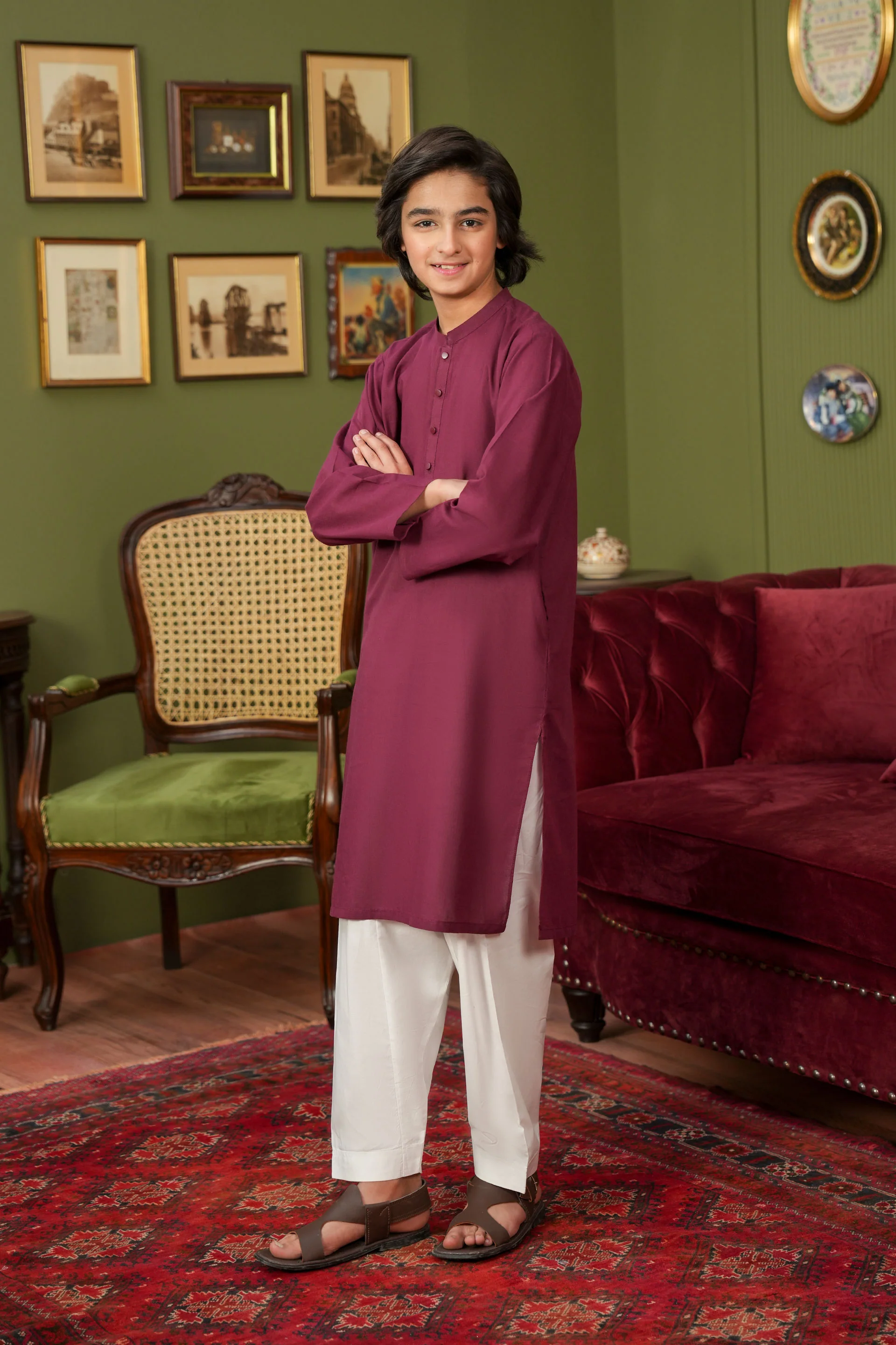 Boys Purple Kurta (KZ-543) - Image 3