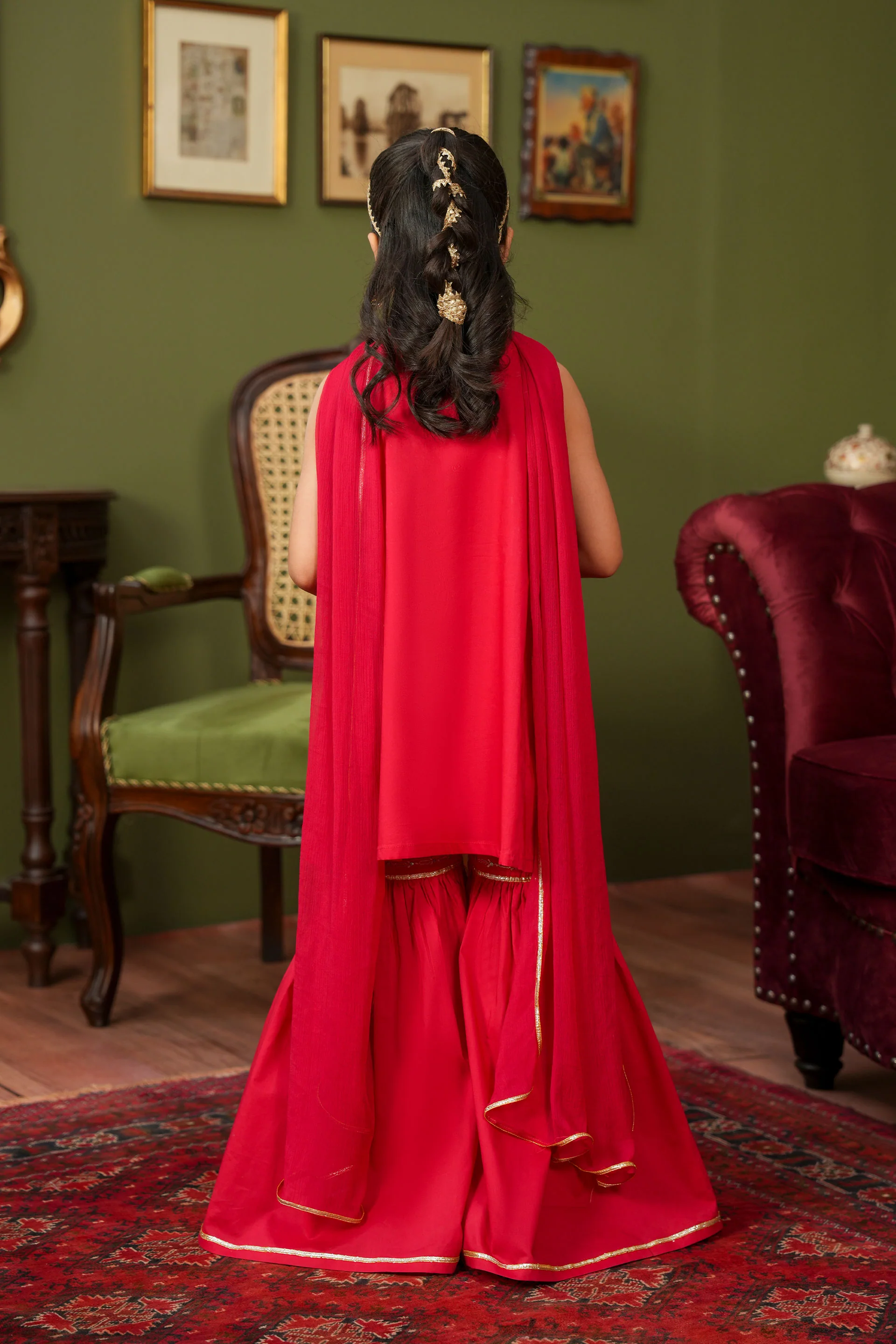 Embroidered Kameez Gharara & Dupatta (GSK-598) - Image 5