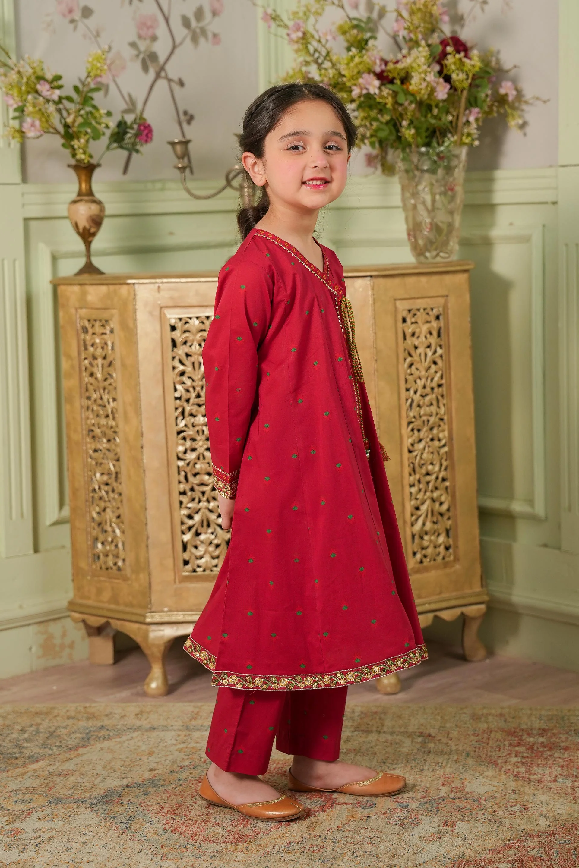 Printed And Embroidered Shirt & Trousers (DGFS2-01) - Image 6