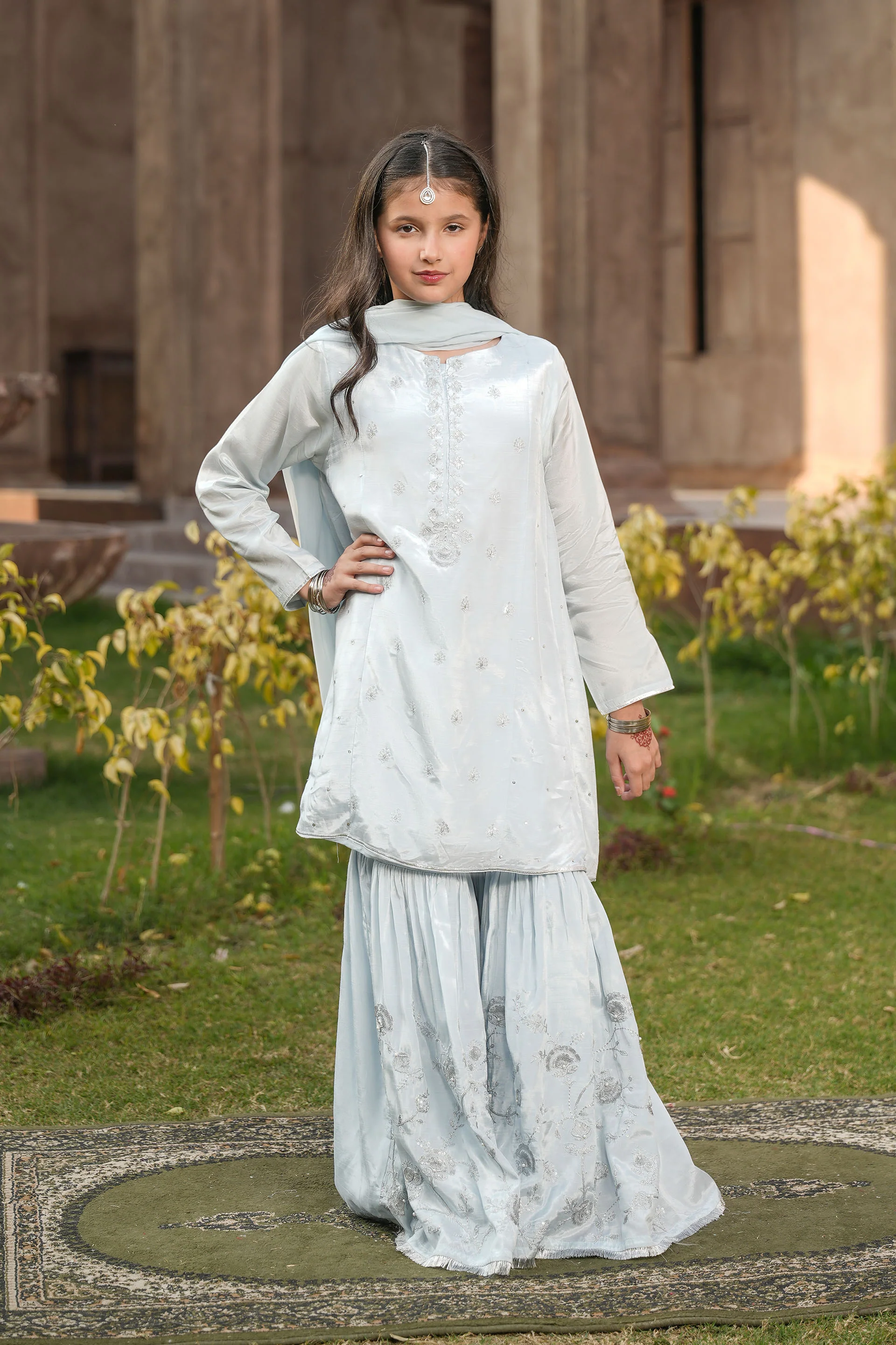 Embellished Kameez & Gharara With Dupatta (GPW-1143)
