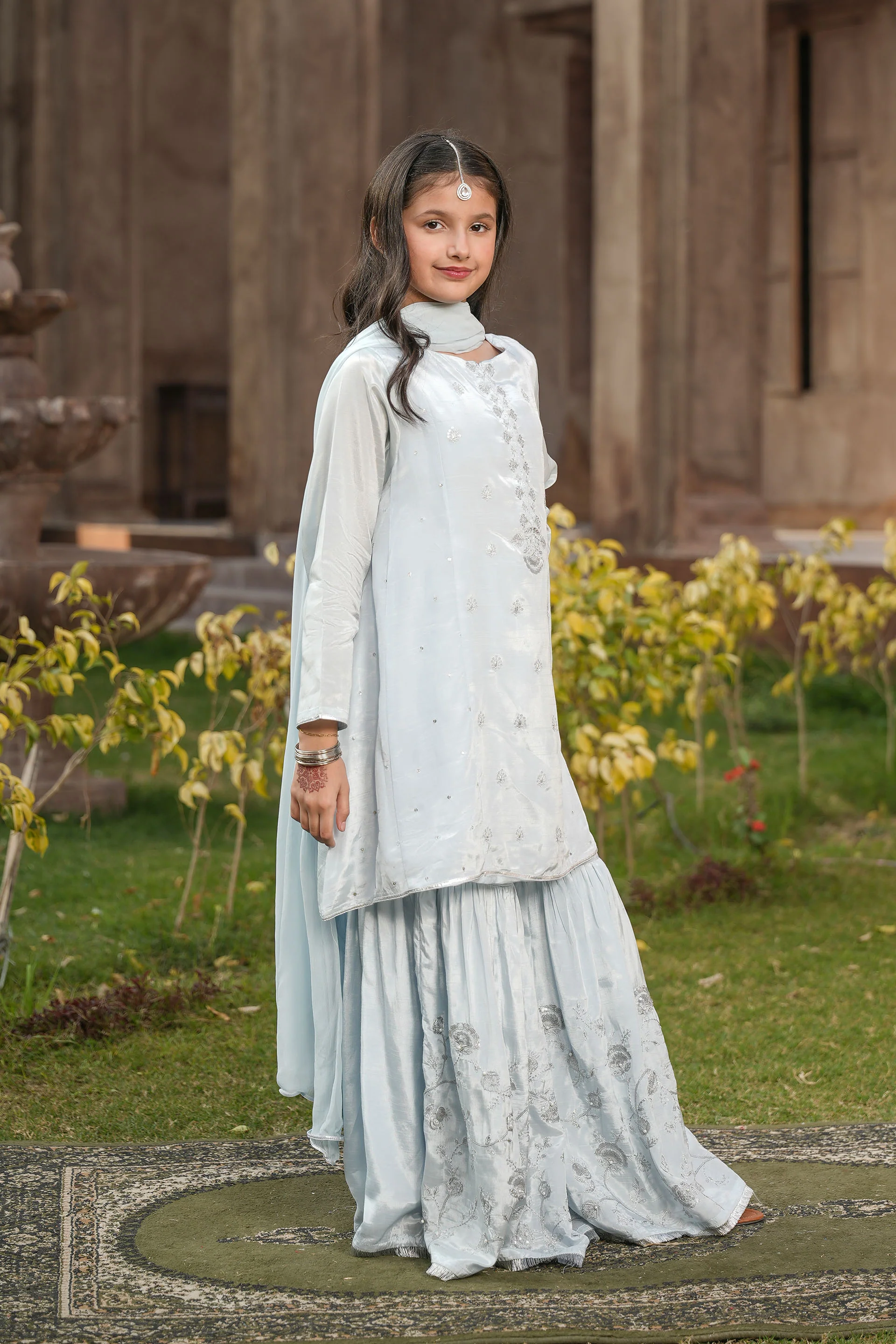 Embellished Kameez & Gharara With Dupatta (GPW-1143) - Image 4