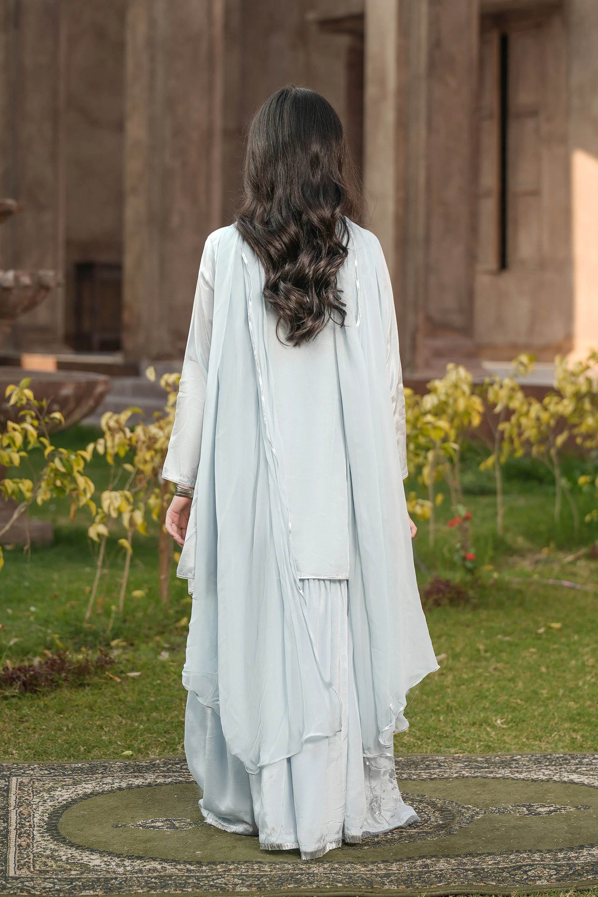Embellished Kameez & Gharara With Dupatta (GPW-1143) - Image 5