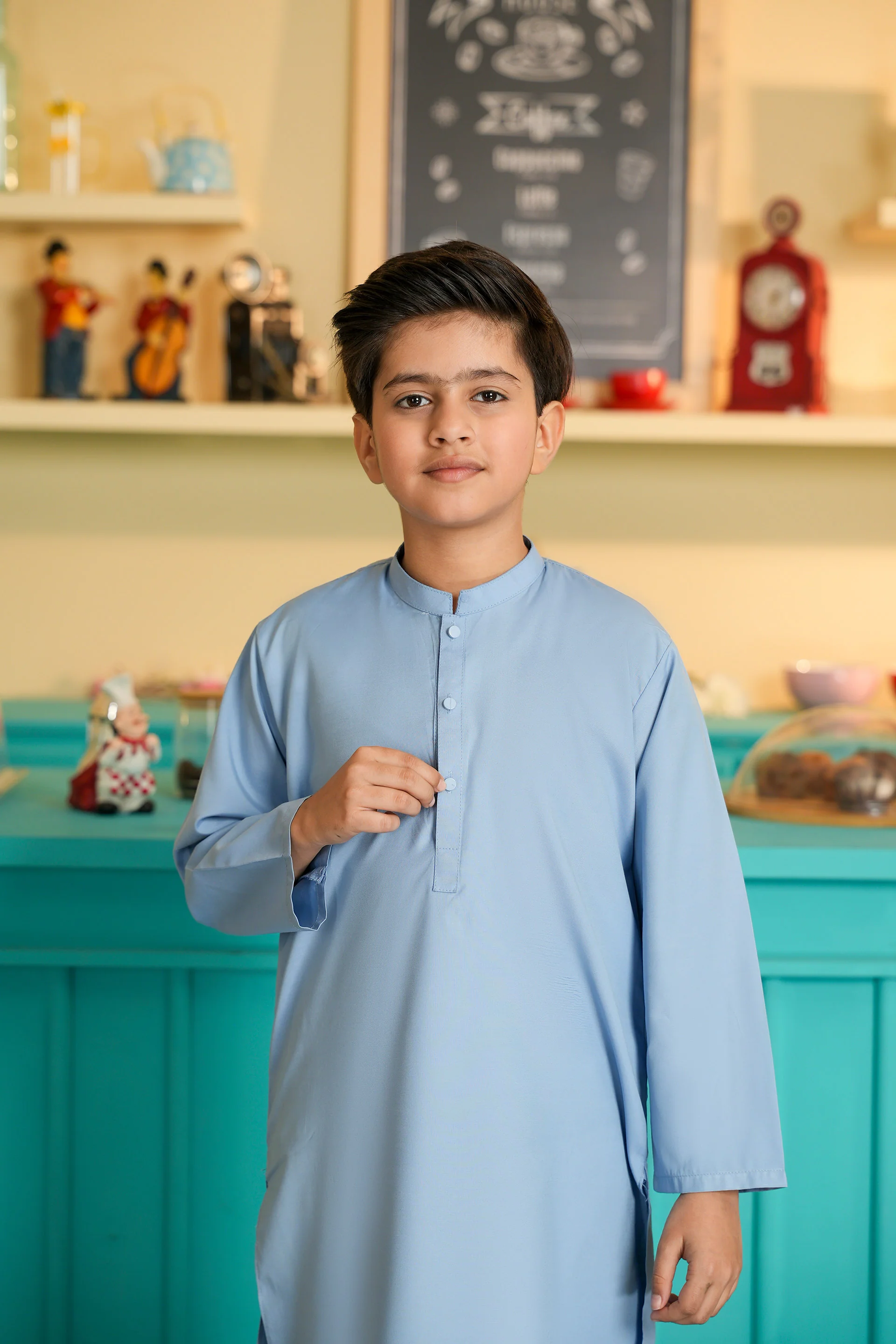 Boys Sky Kurta Trousers Set (MSKZS-11) - Image 2