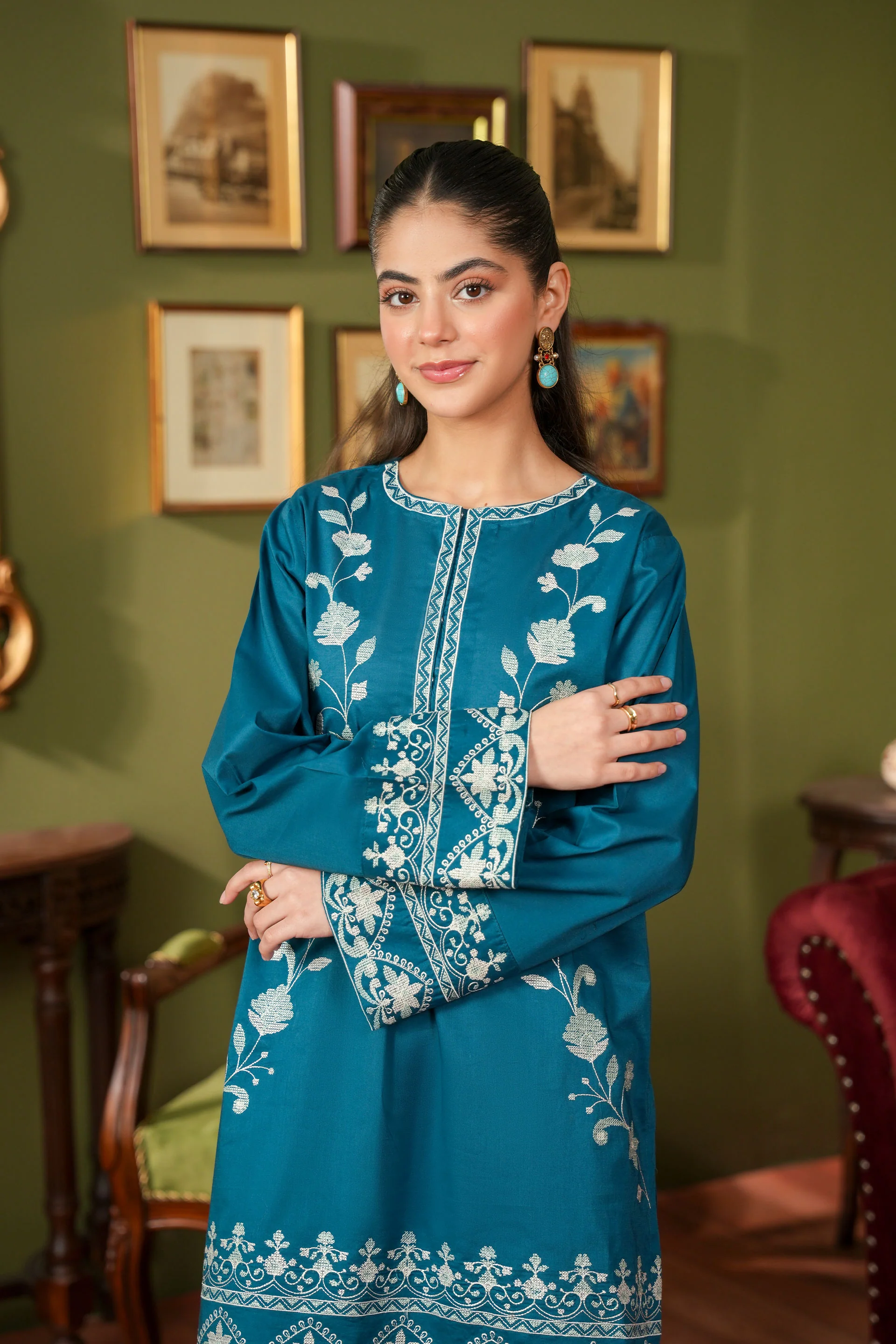 Embroidered Kameez And Shalwar (SSEGKS-32) - Image 2