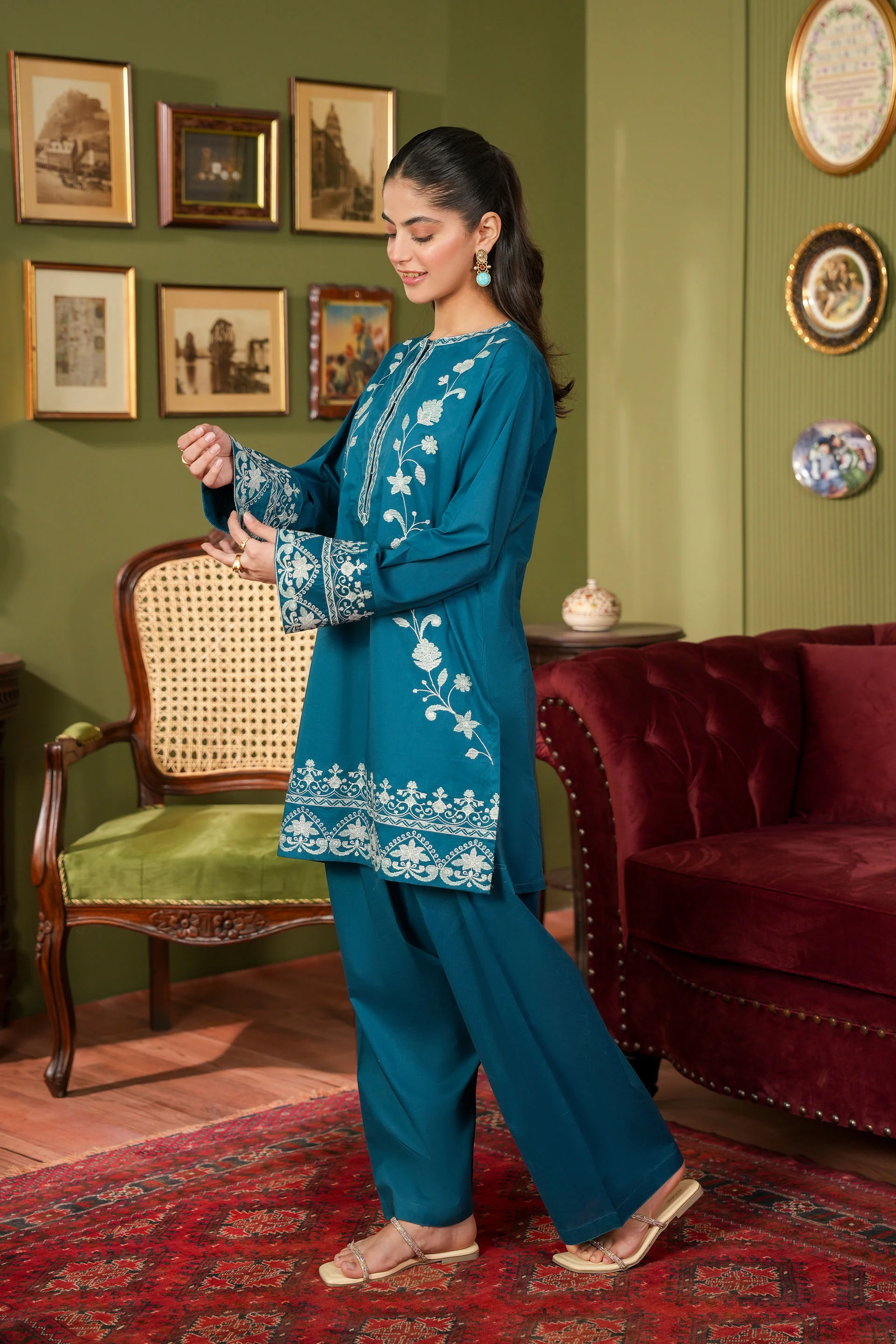 Embroidered Kameez And Shalwar (SSEGKS-32) - Image 3