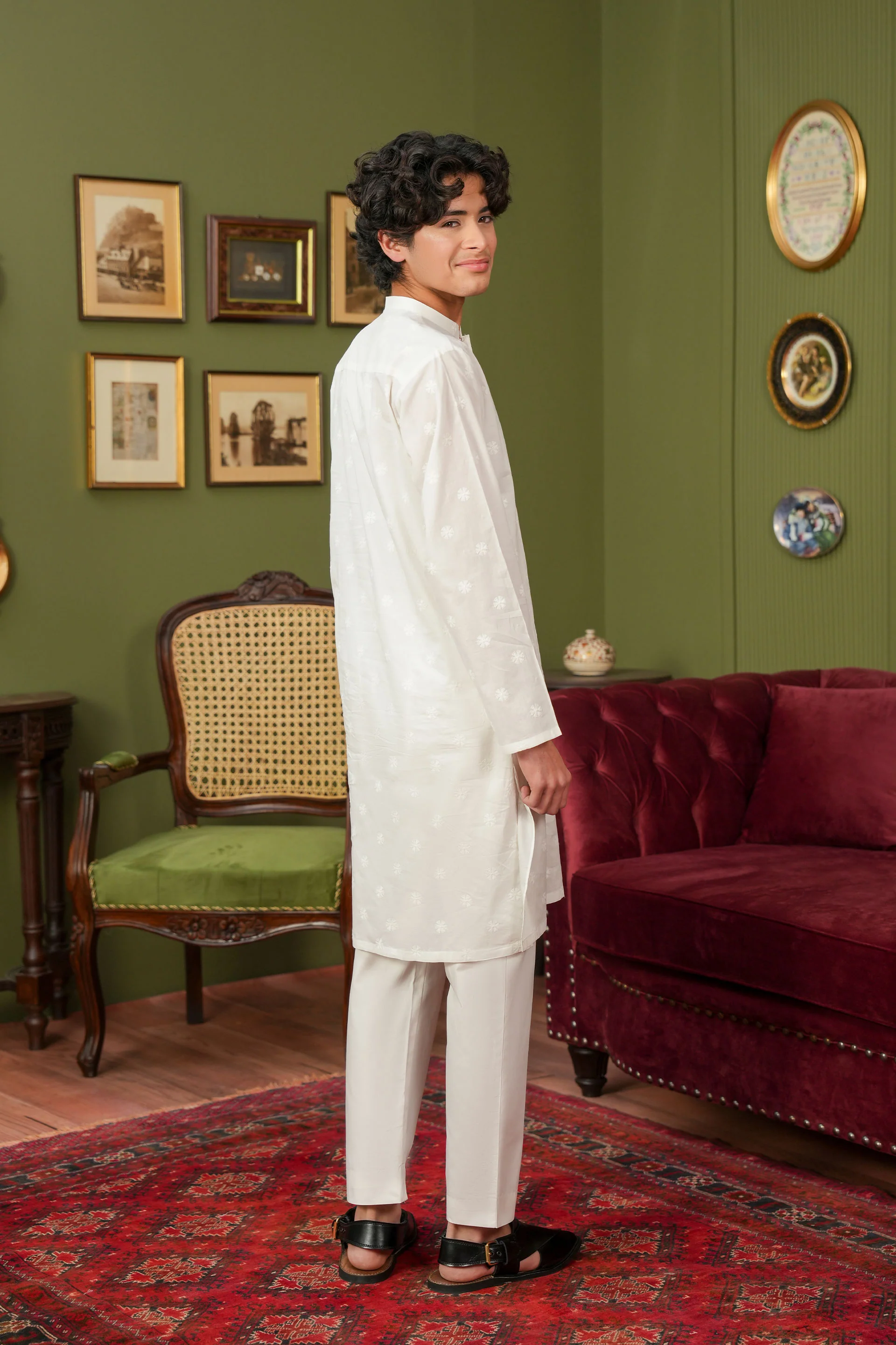 Boys White Kurta (MSKZ-39) - Image 4