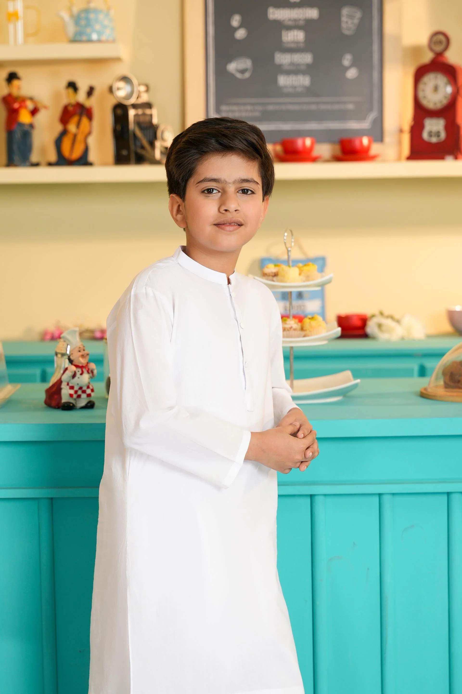 Boys White Kurta Shalwar Set (MSKZBS-10A) - Image 3